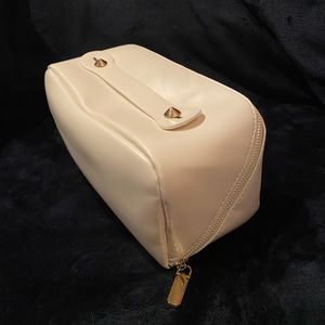 Cream leather cosmetic bag